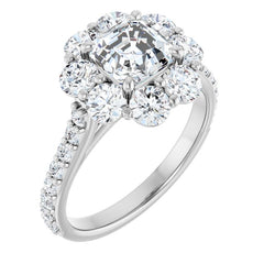 Asscher Halo-Style Engagement Ring Mounting