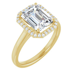 Emerald Halo-Style Engagement Ring Mounting