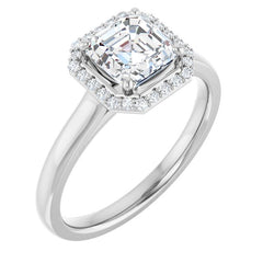 Asscher Halo-Style Engagement Ring Mounting