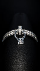 18K White Gold Promise Ring with Natural Diamond Accents