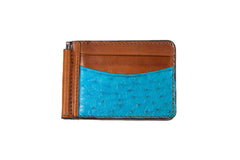 Ostrich Money Clip Wallet Blue