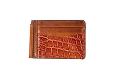 Crocodile Money Clip Wallet Cognac