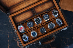 Watch Collector Case Key Lock - Master Edition Parchment  Patina Light Tan