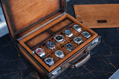 Watch Collector Case Key Lock - Master Edition Parchment  Patina Light Tan