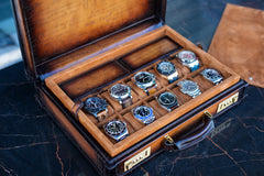 Watch Collector Case Combination Lock - Master Edition Parchment  Patina Light Tan