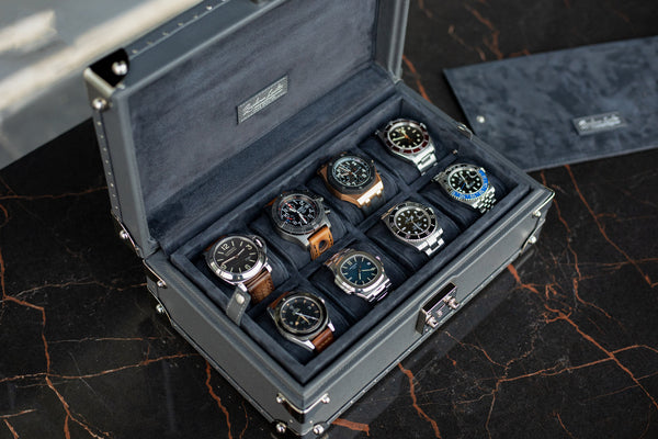Petra Watch Case - Saffiano Black for 8 Watches for Eight Watches