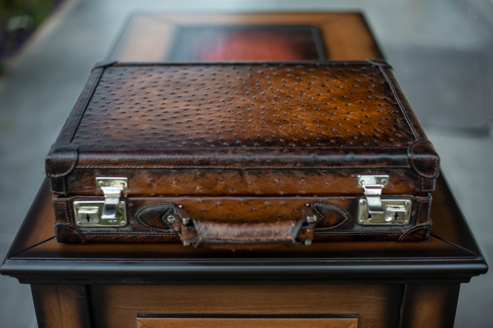 Watch Collector Case - Ostrich Patina Brown