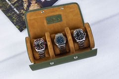 Galata Saffiano Olive Green for Three Watches