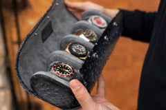 Galata Ostrich Watch Roll for Four Watches