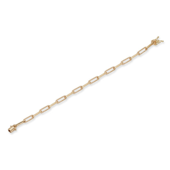 CRM Alternating Diamond Paper-Clip Bracelet