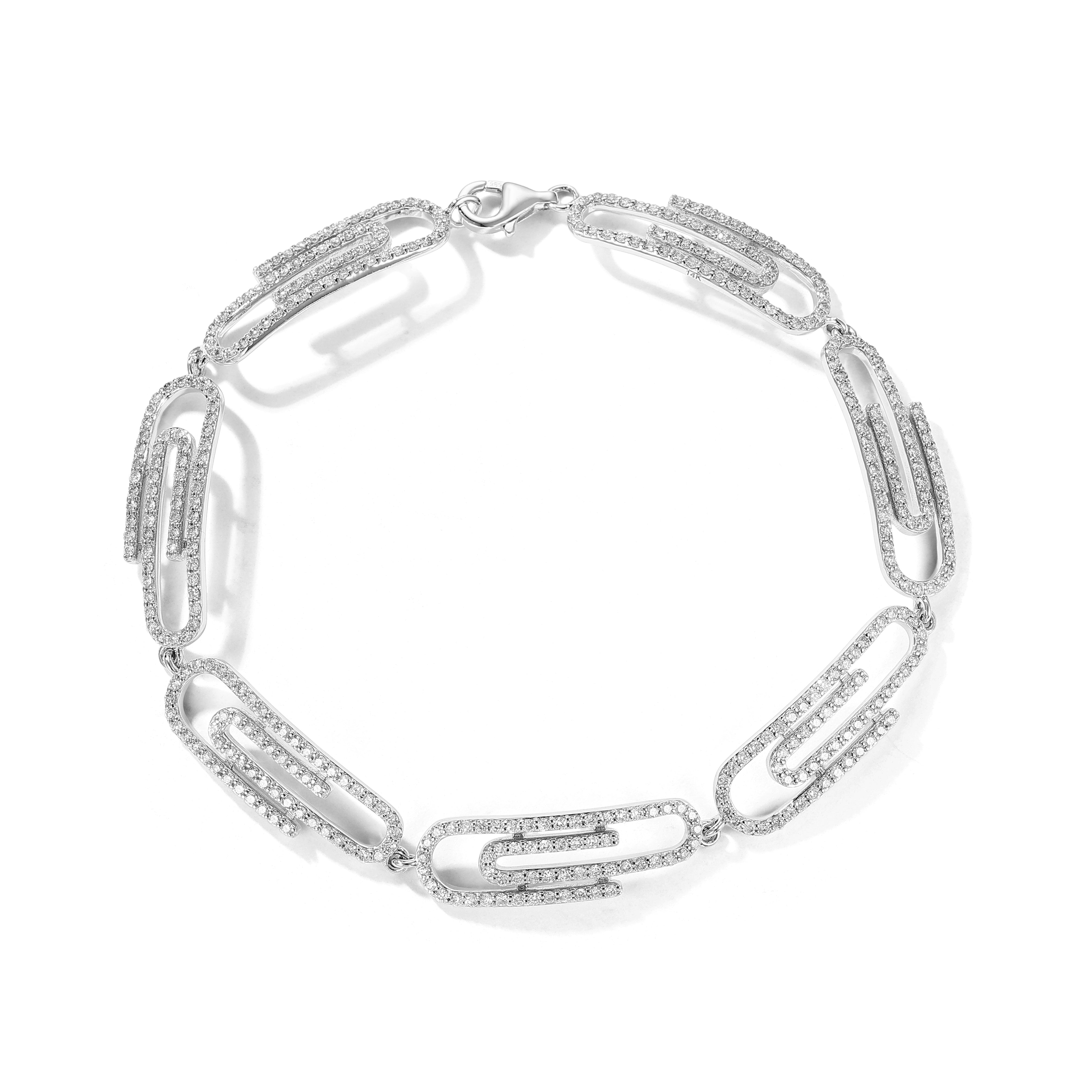 CRM Jewelers White Gold Signature Diamond Paperclip Bracelet