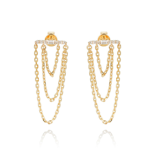 CRM Golden Cascade Diamond Earrings