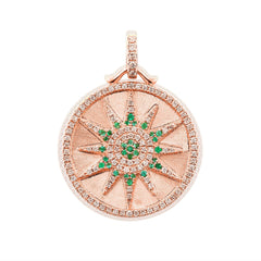 CRM Starburst Emerald Diamond Pendant