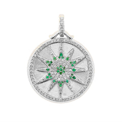 CRM Starburst Emerald Diamond Pendant