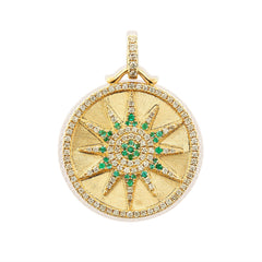 CRM Starburst Emerald Diamond Pendant