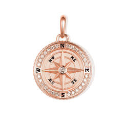 CRM Jewelers Navigator's Diamond Compass Pendant in Rose Gold