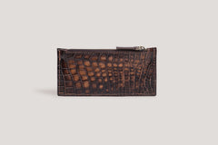 Crocodile Zipper Card Holder Java Brown