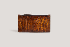 Crocodile Zipper Card Holder Honey Brown