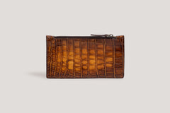 Crocodile Zipper Card Holder Honey Brown