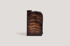 Crocodile Zipper Card Holder Java Brown