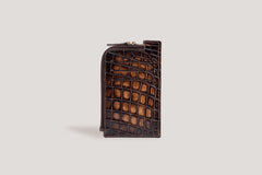 Crocodile Zipper Card Holder Java Brown