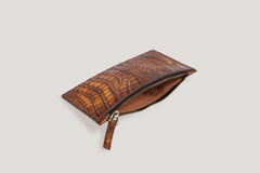 Crocodile Zipper Card Holder Honey Brown
