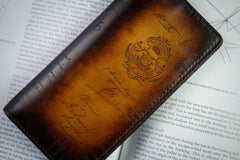 Leather Scripto Patina Light Tan Long Wallet (2614825975893)