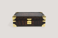 Petra Watch Case for Eight Watches Crocodile Hand Painted Brown