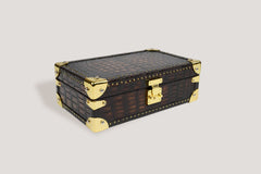 Petra Watch Case for Eight Watches Crocodile Hand Painted Brown