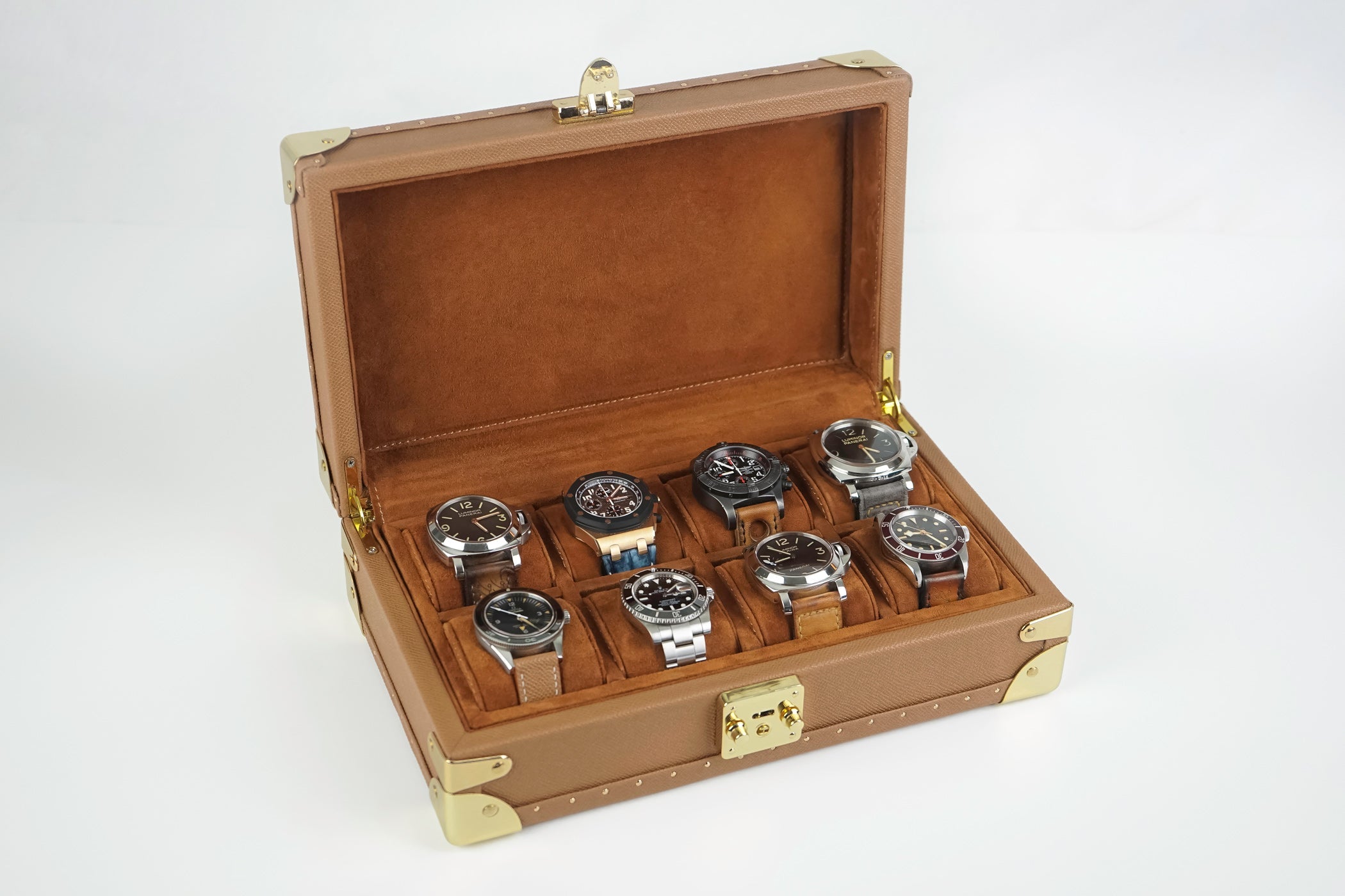 Petra Watch Case for 8 Watches - Saffiano Camel