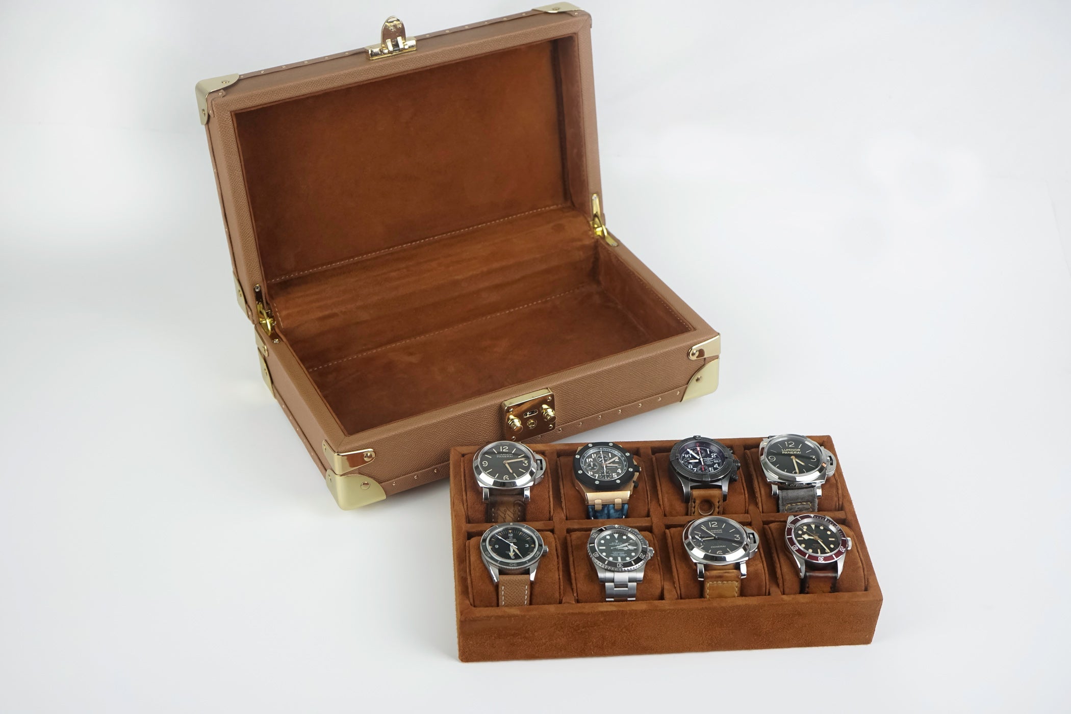 Petra Watch Case for 8 Watches - Saffiano Camel