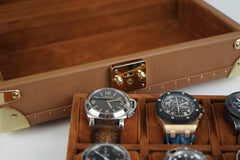 Petra Watch Case for 8 Watches - Saffiano Camel