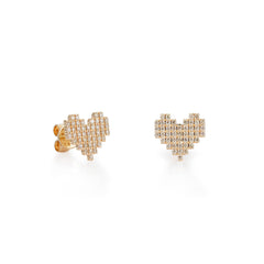 CRM Pixel Heart Diamond Earrings