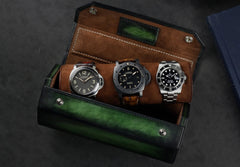 Hexagon Watch Roll - Patina Green for Three Watches (2614678126677)