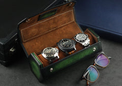 Hexagon Watch Roll - Patina Green for Three Watches (2614678126677)