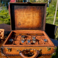 Watch Trunk - Parchment Patina Light Brown for 21 Watches