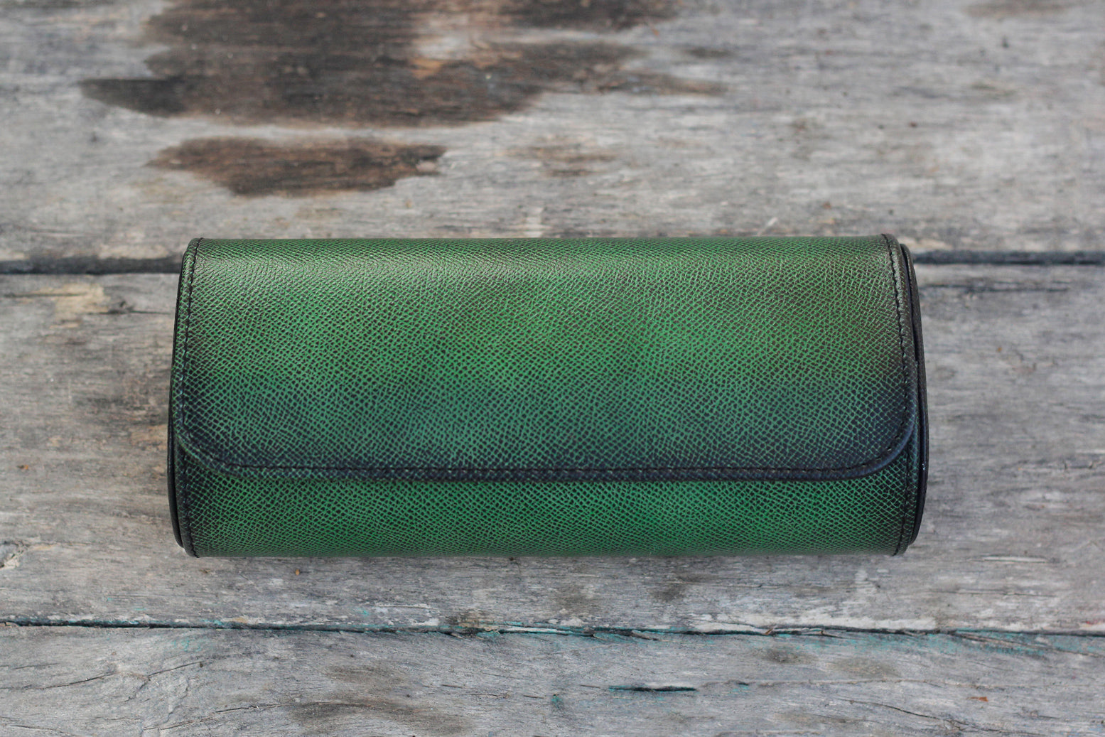 Galata Watch Roll Patina Saffiano English Green