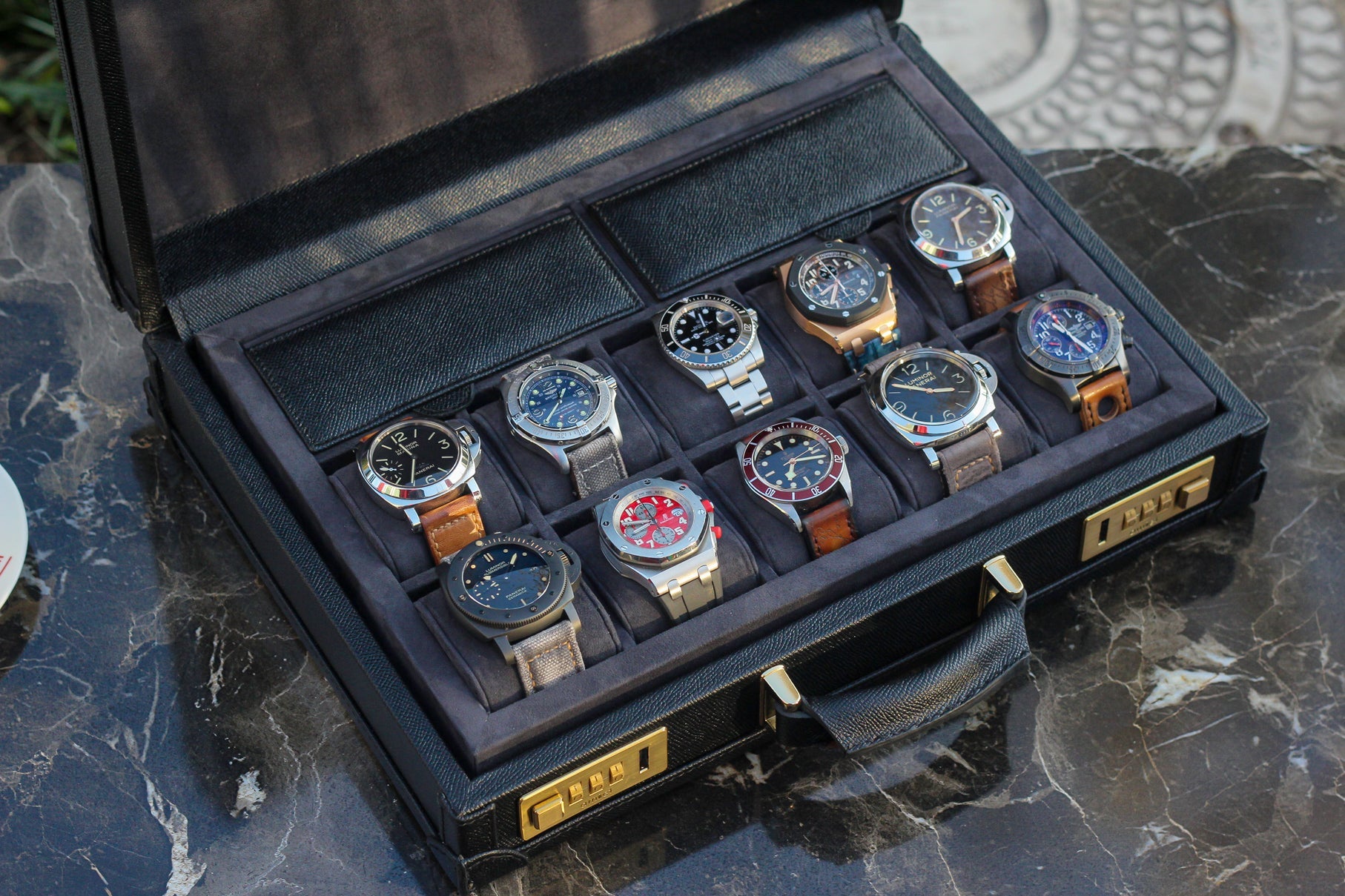 Watch Collector Case Combination Lock - Saffiano Black