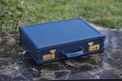 Watch Collector Case Combination Lock Saffiano Navy Blue