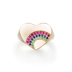 CRM Rainbow Heart Signet Ring