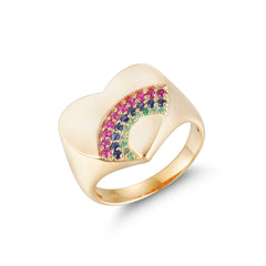 CRM Rainbow Heart Signet Ring