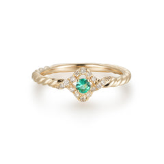 CRM Emerald Clover Diamond Ring