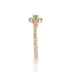 CRM Emerald Clover Diamond Ring