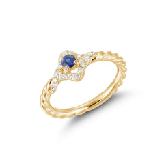 CRM Sapphire Clover Diamond Ring