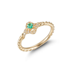 CRM Emerald Clover Diamond Ring