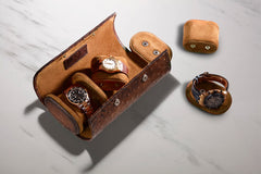 Galata Ostrich Patina Brown Watch Roll