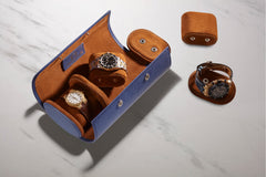 Galata Saffiano Navy Blue Watch Roll