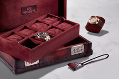 Petra Watch Case - Parchment Red