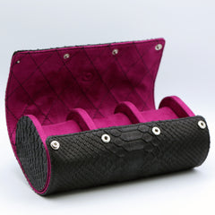 CRM Python Leather Triple Watch Roll [Black-Fuchsia]