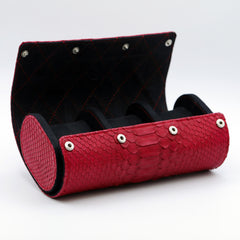 CRM Python Leather Triple Watch Roll [Red-Black]